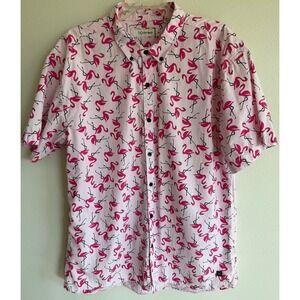Men's Pink flamingo Departwest Short Sleeve Button down XXL Spring Vacation